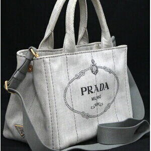Prada Gray Canapa Canvas Bag
